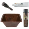 Premier Copper Products 15" Square Under Counter Hammered Copper Bathroom Sink, Matching Drain and Accessories, Oil Rubbed Bronze, BSP5_LSQ15DB-P