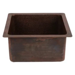 Premier Copper Products 16" Rectangle Terra Firma Copper Bar/Prep Sink, Dark Brown, 10 Gauge, TFBREC16DB