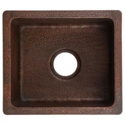 Premier Copper Products 16" Rectangle Terra Firma Copper Bar/Prep Sink, Dark Brown, 10 Gauge, TFBREC16DB