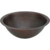 Premier Copper Products 17" Round Copper Bathroom Sink, Oil Rubbed Bronze, LR17FDB