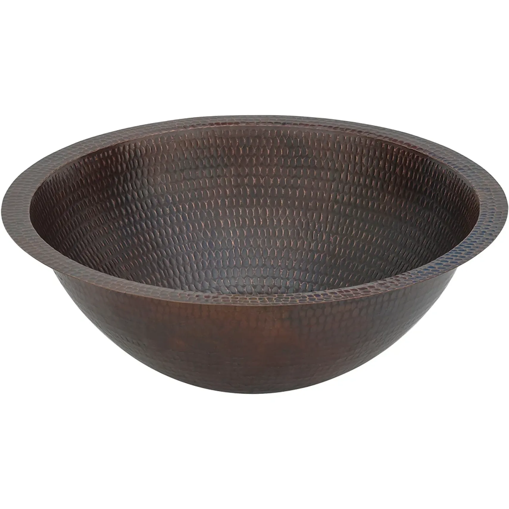 Premier Copper Products 17" Round Copper Bathroom Sink, Oil Rubbed Bronze, LR17FDB