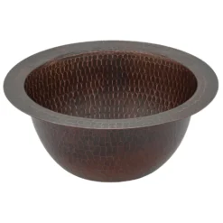 Premier Copper Products 10" Round Dual - Undermount or Drop In Copper Bathroom Sink, Oil Rubbed Bronze, 17 Gauge, LR10FDB