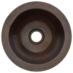 Premier Copper Products 10" Round Dual - Undermount or Drop In Copper Bathroom Sink, Oil Rubbed Bronze, 17 Gauge, LR10FDB