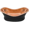 Premier Copper Products 20" x 13" Specialty Vessel - Above Counter Copper Bathroom Sink, Glazed Black with Polished Copper, 17 Gauge, VBT20BLKP