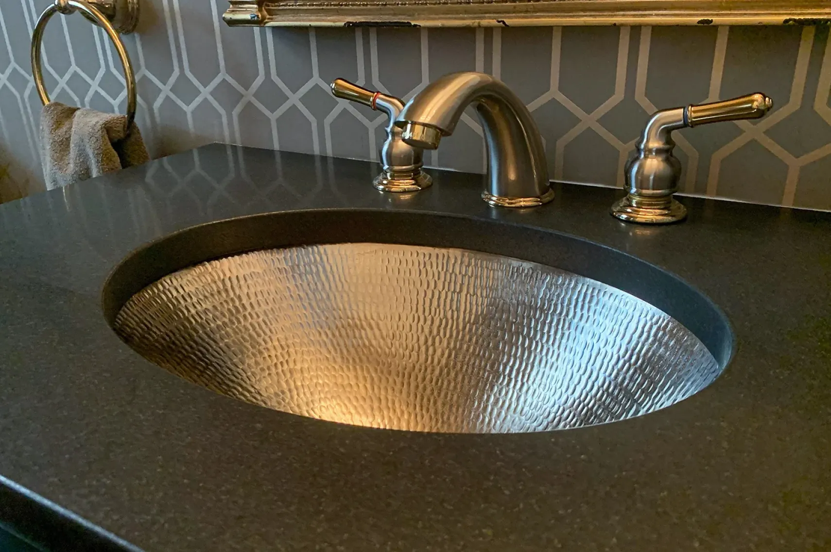 Premier Copper Products 17" Oval Copper Bathroom Sink, Nickel, LO17FEN