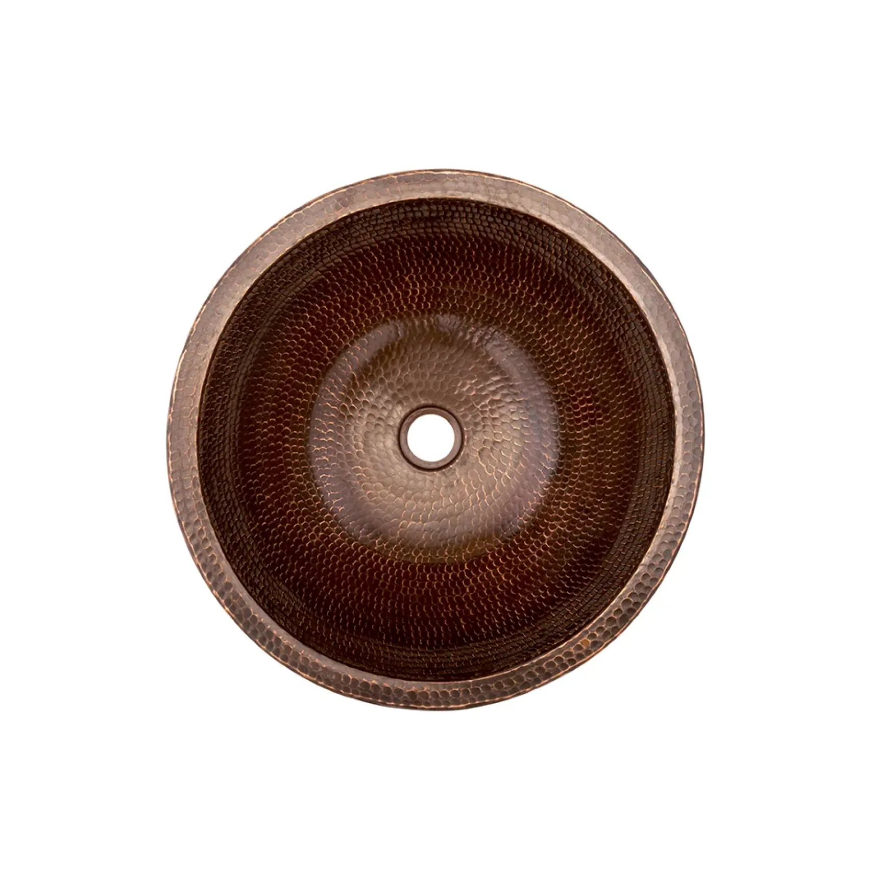 Premier Copper Products 15" Small Round Skirted Vessel Hammered Copper Bathroom Sink, Matching Drain and Accessories, Oil Rubbed Bronze, BSP5_VR15SKDB-P