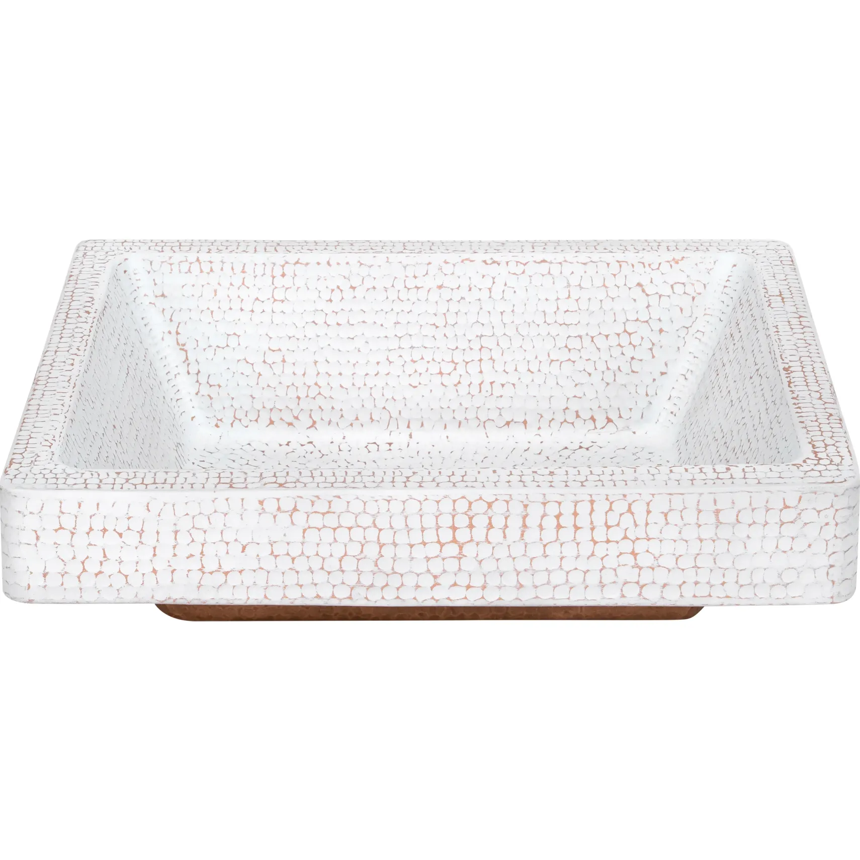 Premier Copper Products 17" x 14" Rectangle Vessel - Above Counter Copper Bathroom Sink, Glazed White, 17 Gauge, VREC17SKWHT