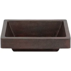 Premier Copper Products 17" Rectangle Copper Bathroom Sink, Oil Rubbed Bronze, VREC17SKDB