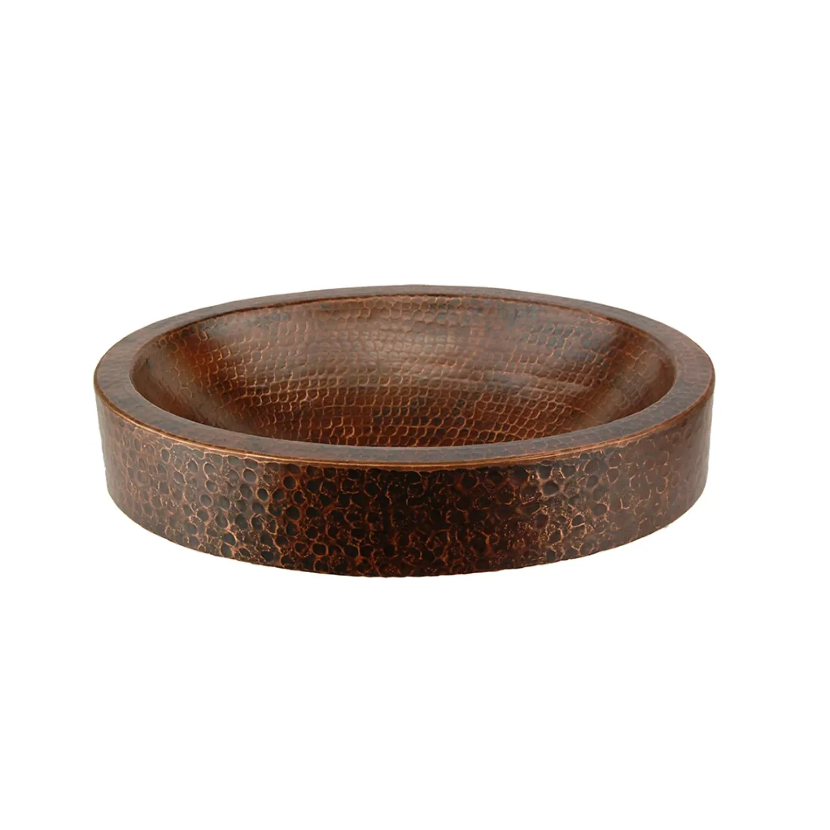 Premier Copper Products 17" Compact Oval Skirted Vessel Hammered Copper Bathroom Sink, Matching Drain and Accessories, Oil Rubbed Bronze, BSP5_VO17SKDB-P