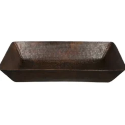 Premier Copper Products 20" Rectangle Vessel Hammered Copper Bathroom Sink, Matching Drain and Accessories, Oil Rubbed Bronze, BSP5_VREC2014DB-P