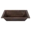 Premier Copper Products 17" x 13" Rectangle Dual - Undermount or Drop In Terra Firma Copper Bathroom Sink, Dark Brown, 10 Gauge, TFLREC17DB