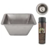 Premier Copper Products 15" Square Hammered Copper Bar/Prep Sink in Nickel w/ 2" Drain Opening, Matching Drain and Accessories, BSP5_BS15EN2-B
