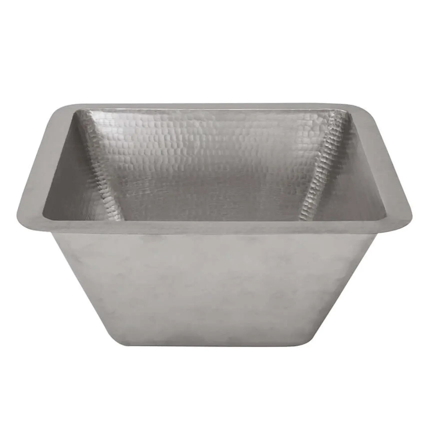 Premier Copper Products 15" Square Hammered Copper Bar/Prep Sink in Nickel w/ 2" Drain Opening, Matching Drain and Accessories, BSP5_BS15EN2-B