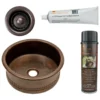 Premier Copper Products 15" Round Bar Vessel Tub Sink w/ 2" Drain Opening, Matching Drain and Accessories, Oil Rubbed Bronze, BSP5_BV15DB2-B