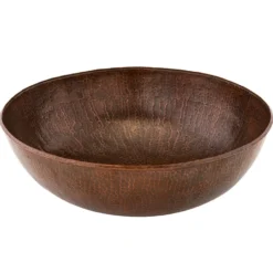 Premier Copper Products 17" Large Round Vessel Hammered Copper Bathroom Sink, Matching Drain and Accessories, Oil Rubbed Bronze, BSP5_VR17BDB-P