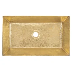 Premier Copper Products 20" x 12" Rectangle Vessel - Above Counter Terra Firma Brass Bathroom Sink, TFVREC20PB