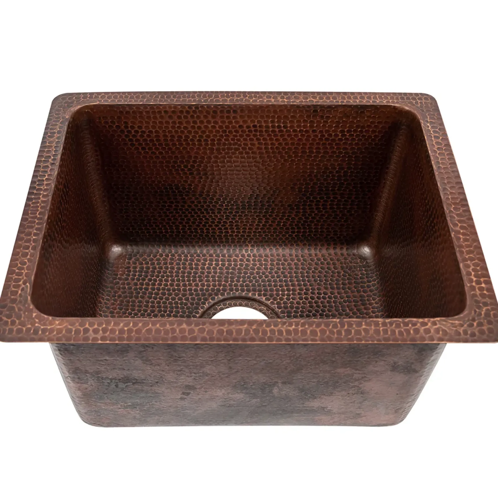 Premier Copper Products 17" Rectangle Hammered Copper Bar/Prep/Laundry/Utility Sink w/ 3.5" Drain Opening, Matching Drain and Accessories, Oil Rubbed Bronze, BSP5_BREC1713DB-G