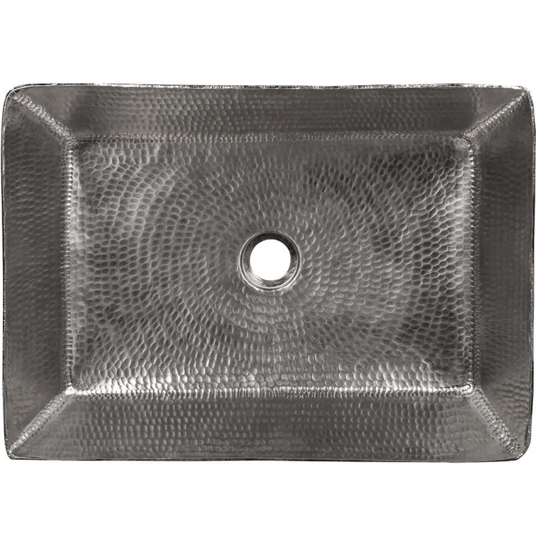 Premier Copper Products 20" Rectangle Vessel Hammered Copper Bathroom Sink in Nickel, Matching Drain and Accessories, BSP5_VREC2014EN-P