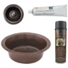 Premier Copper Products 14" Round Hammered Copper Bar Sink w/ 2" Drain Opening, Matching Drain and Accessories, Oil Rubbed Bronze, BSP5_BR14DB2-B