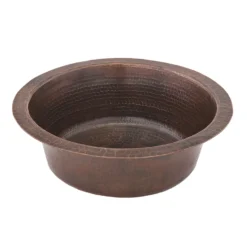 Premier Copper Products 14" Round Hammered Copper Bar Sink w/ 2" Drain Opening, Matching Drain and Accessories, Oil Rubbed Bronze, BSP5_BR14DB2-B