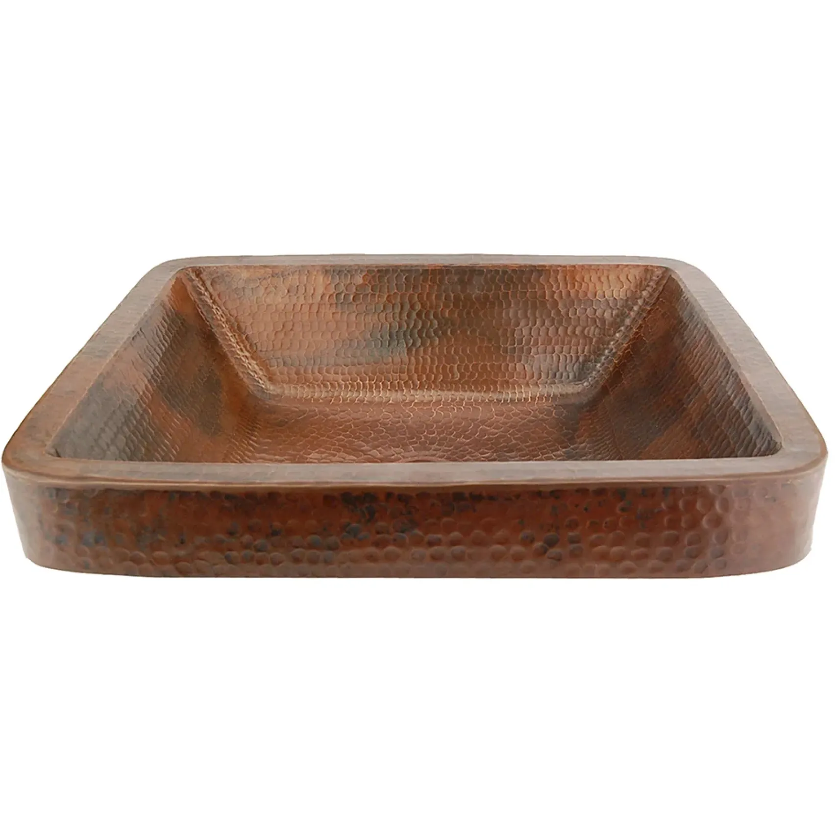 Premier Copper Products 19" Rectangle Skirted Vessel Hammered Copper Bathroom Sink, Matching Drain and Accessories, Oil Rubbed Bronze, BSP5_VREC19SKDB-P