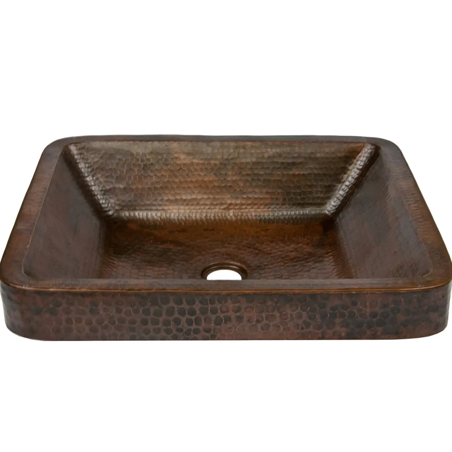 Premier Copper Products 19" Rectangle Skirted Vessel Hammered Copper Bathroom Sink, Matching Drain and Accessories, Oil Rubbed Bronze, BSP5_VREC19SKDB-P