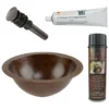 Premier Copper Products 12" Round Under Counter Hammered Copper Bathroom Sink, Matching Drain and Accessories, Oil Rubbed Bronze, BSP5_LR12FDB-P
