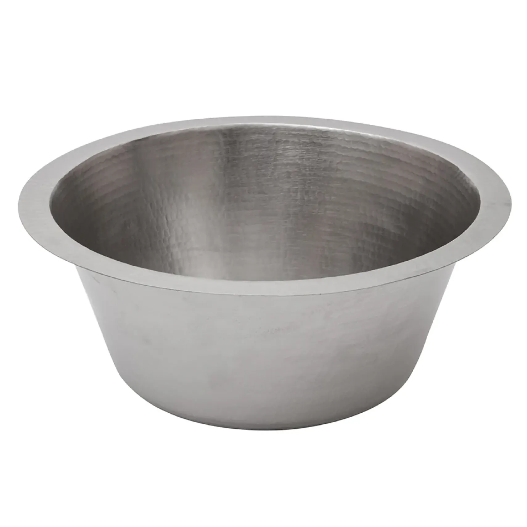 Premier Copper Products 16" Round Hammered Copper Bar Sink in Nickel w/ 2" Drain Opening, Matching Drain and Accessories, BSP5_BR16EN2-B