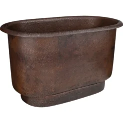 Premier Copper Products 47" Hammered Copper Freestanding Bathtub, Oil Rubbed Bronze, BTM47DB