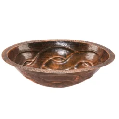 Premier Copper Products 19" Oval Braid Under Counter Hammered Copper Bathroom Sink, Matching Drain and Accessories, Oil Rubbed Bronze, BSP5_LO19FBDDB-P