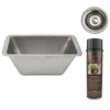 Premier Copper Products 17" Rectangle Copper Bar Sink in Nickel w/ 2" Drain Opening, Matching Drain and Accessories, BSP5_BRECEN2-B