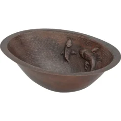 Premier Copper Products 19" Oval Copper Bathroom Sink, Oil Rubbed Bronze, LO19FKOIDB