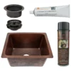 Premier Copper Products 28" Rectangle Hammered Copper Bar/Prep Sink with 3.5" Drain Opening, Matching Drain and Accessories, Oil Rubbed Bronze, BSP5_BREC28DB-G