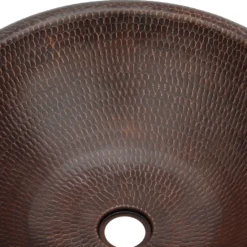 Premier Copper Products 17" Round Copper Bathroom Sink, Oil Rubbed Bronze, LR17RDB