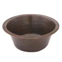 Premier Copper Products 16" Round Hammered Copper Bar Sink w/ 2" Drain Opening, Matching Drain and Accessories, Oil Rubbed Bronze, BSP5_BR16DB2-B