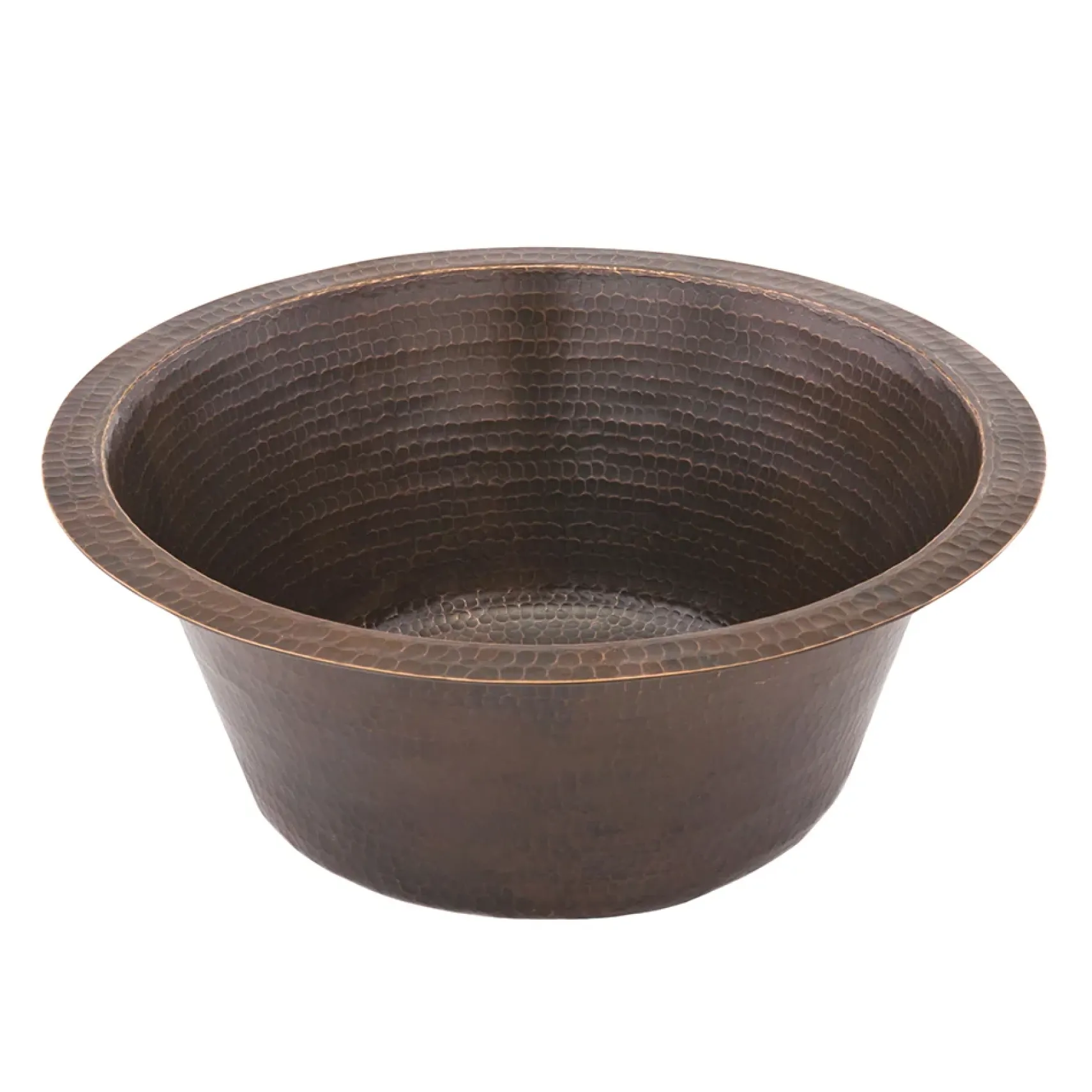 Premier Copper Products 16" Round Hammered Copper Bar Sink w/ 2" Drain Opening, Matching Drain and Accessories, Oil Rubbed Bronze, BSP5_BR16DB2-B