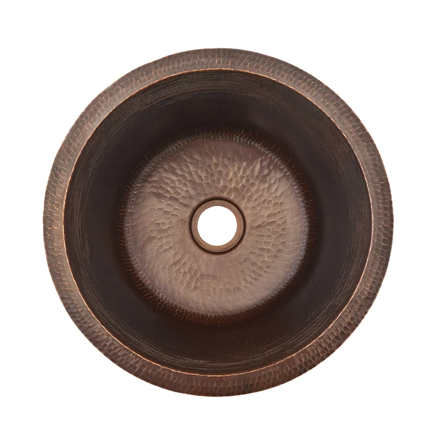 Premier Copper Products 16" Round Hammered Copper Bar Sink w/ 2" Drain Opening, Matching Drain and Accessories, Oil Rubbed Bronze, BSP5_BR16DB2-B