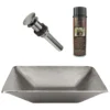 Premier Copper Products 17" Modern Rectangle Hand Forged Old World Copper Vessel Bathroom Sink in Nickel, Matching Drain and Accessories, BSP5_PVMRECEN-P