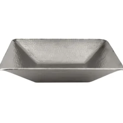 Premier Copper Products 17" Modern Rectangle Hand Forged Old World Copper Vessel Bathroom Sink in Nickel, Matching Drain and Accessories, BSP5_PVMRECEN-P