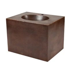 Premier Copper Products 24" Hammered Copper Wall Mount Bathroom Vanity with Sink, Single Faucet Hole, 17 Gauge, Oil Rubbed Bronze, VADB24181