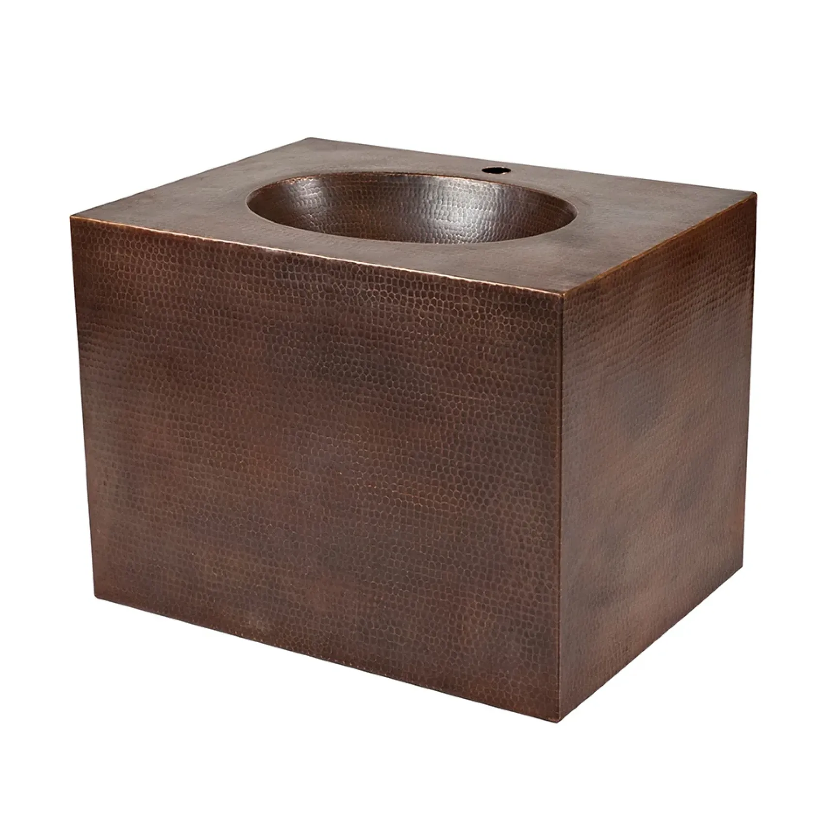 Premier Copper Products 24" Hammered Copper Wall Mount Bathroom Vanity with Sink, Single Faucet Hole, 17 Gauge, Oil Rubbed Bronze, VADB24181