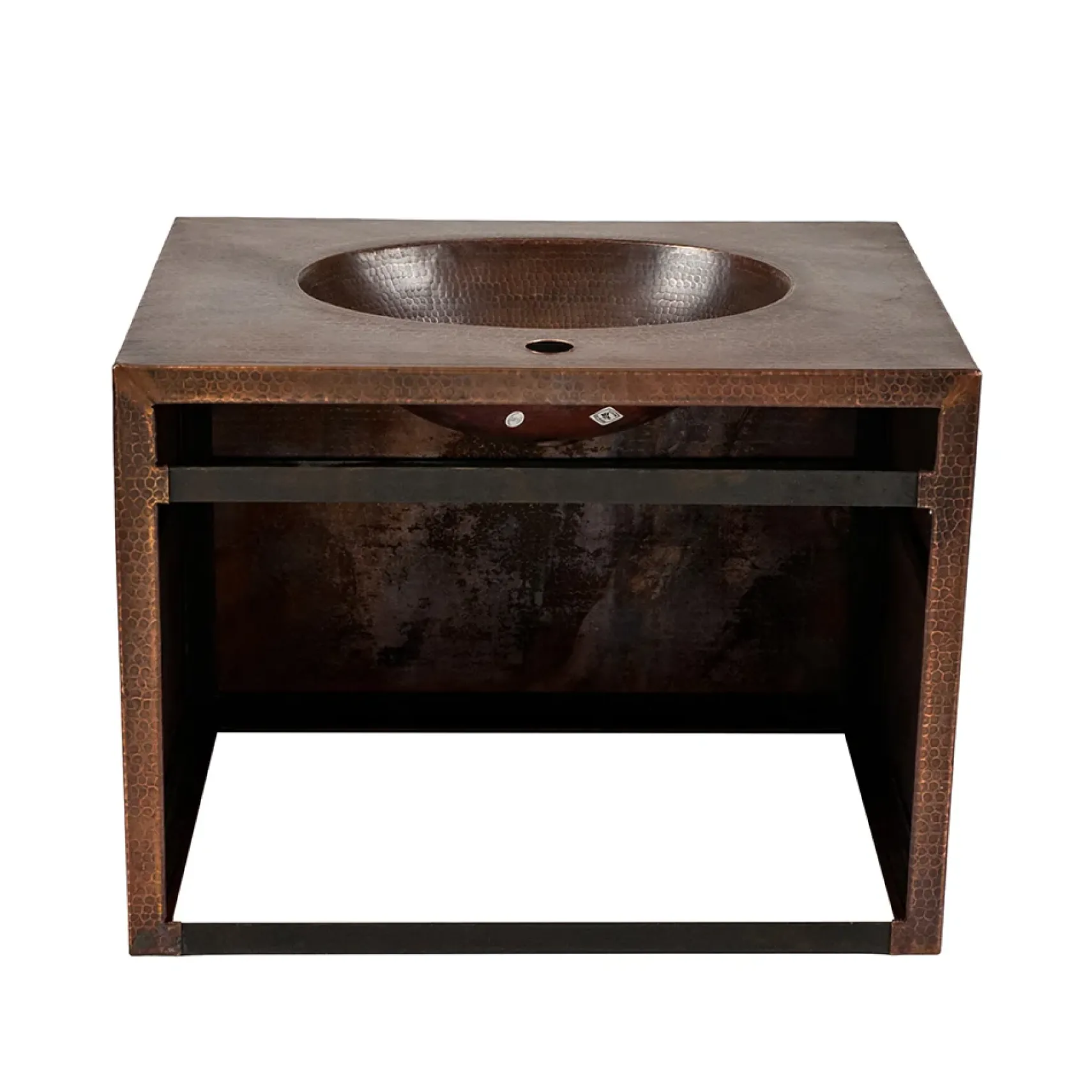 Premier Copper Products 24" Hammered Copper Wall Mount Bathroom Vanity with Sink, Single Faucet Hole, 17 Gauge, Oil Rubbed Bronze, VADB24181