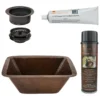 Premier Copper Products 17" Rectangle Copper Prep Bar Sink w/ 3.5" Drain Opening, Matching Drain and Accessories, Oil Rubbed Bronze, BSP5_BRECDB3-G