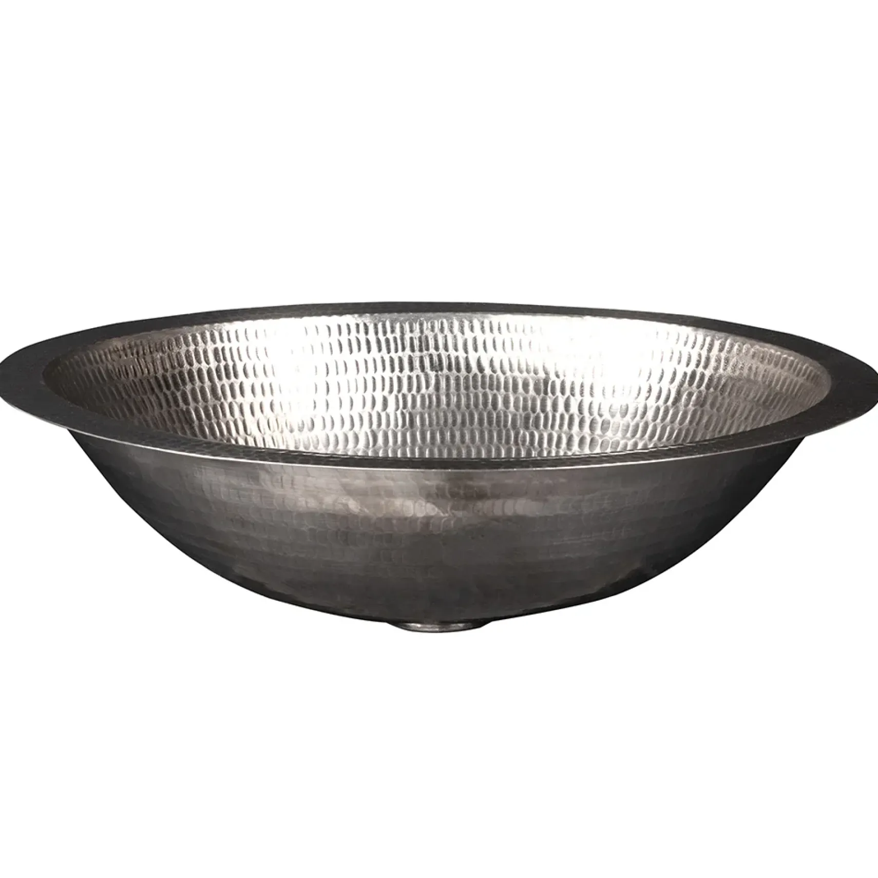 Premier Copper Products 17" Oval Under Counter Hammered Copper Bathroom Sink in Nickel, Matching Drain and Accessories, BSP5_LO17FEN-P