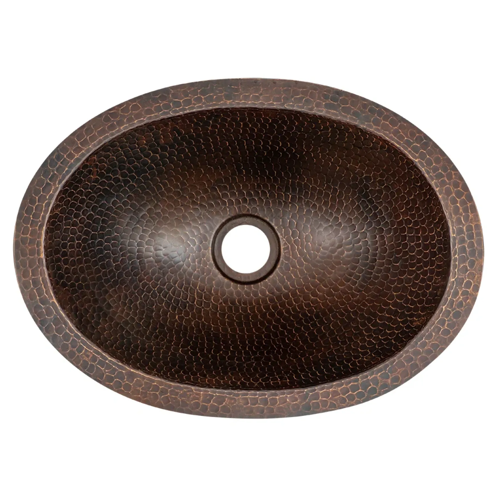 Premier Copper Products 15" Oval Under Counter Hammered Copper Bathroom Sink, Matching Drain and Accessories, Oil Rubbed Bronze, BSP5_LO15FDB-P