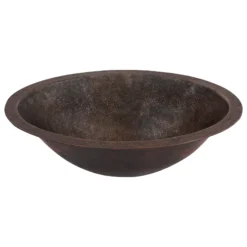 Premier Copper Products 19" x 14" Oval Dual - Undermount or Drop In Terra Firma Copper Bathroom Sink, Dark Brown, 10 Gauge, TFLO19FDB
