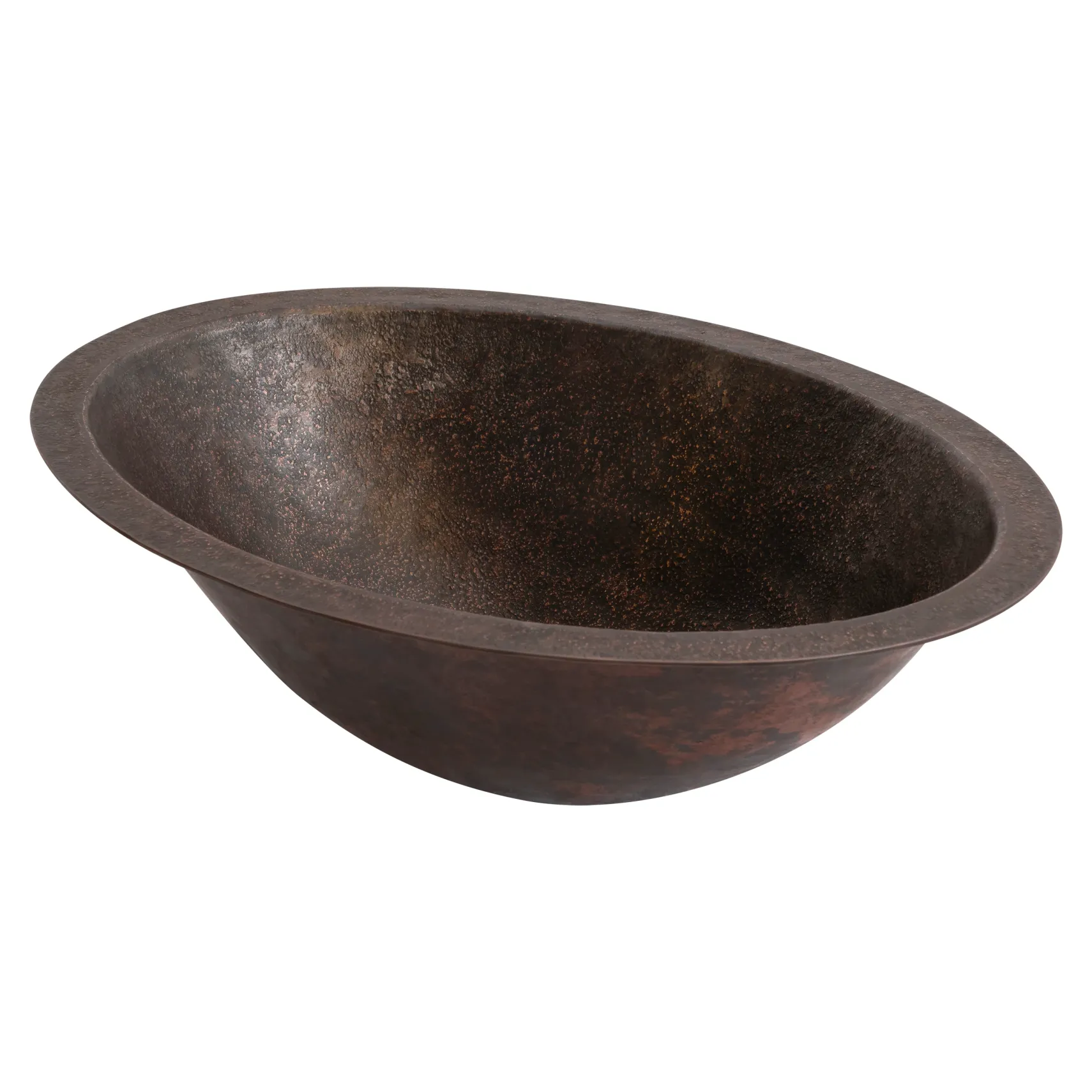 Premier Copper Products 19" x 14" Oval Dual - Undermount or Drop In Terra Firma Copper Bathroom Sink, Dark Brown, 10 Gauge, TFLO19FDB