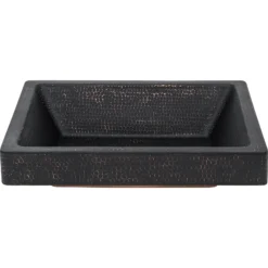 Premier Copper Products 19" x 16" Rectangle Vessel - Above Counter Copper Bathroom Sink, Glazed Black, 17 Gauge, VREC19SKBLK