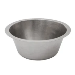 Premier Copper Products 16" Round Hammered Copper Prep Bar Sink in Nickel w/ 3.5" Drain Opening, Matching Drain and Accessories, BSP5_BR16EN3-D