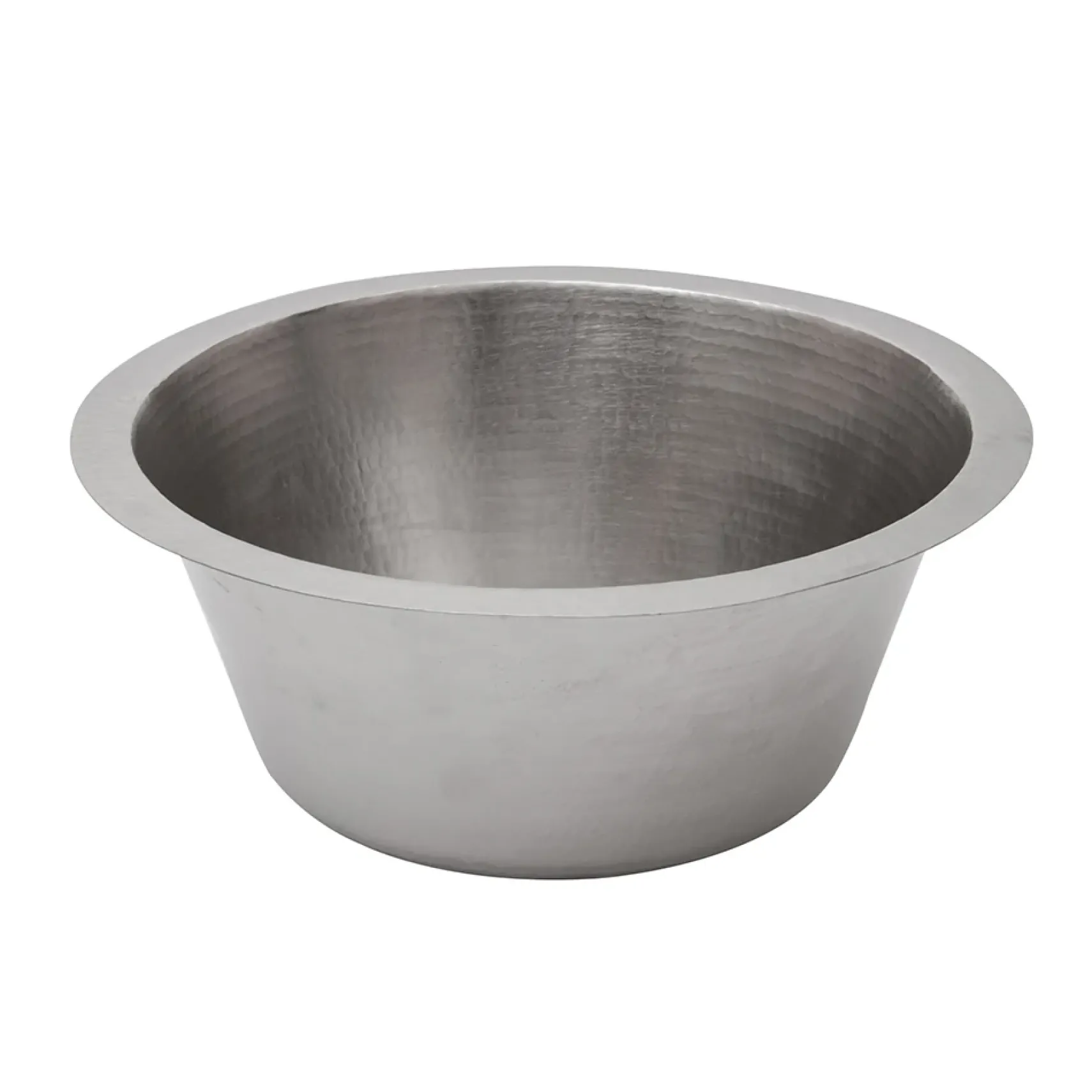Premier Copper Products 16" Round Hammered Copper Prep Bar Sink in Nickel w/ 3.5" Drain Opening, Matching Drain and Accessories, BSP5_BR16EN3-D